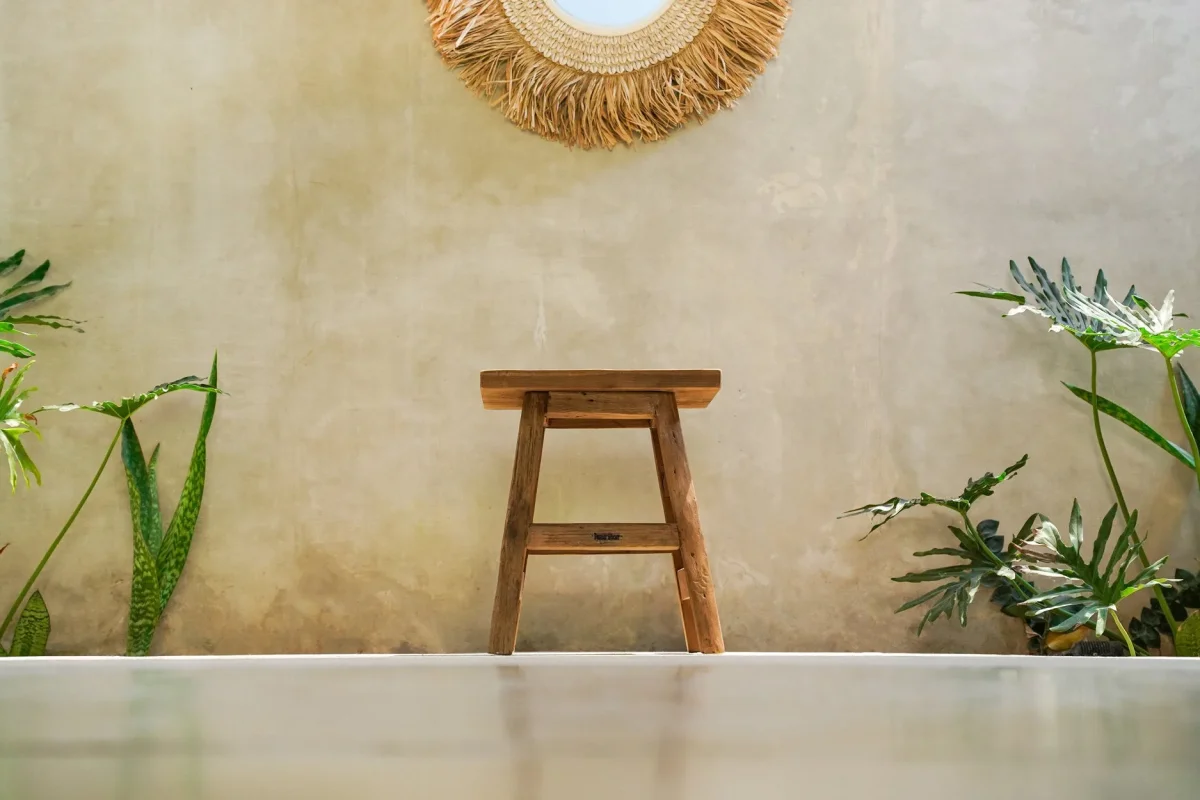 Taburete Yoke de teca reciclada natural 47 cm - Imagen 5