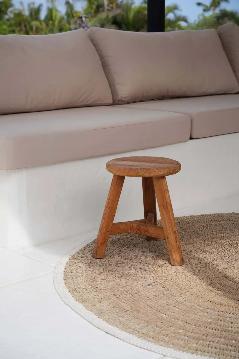 Taburete Noguchi de teca natural 35 cm - Imagen 4