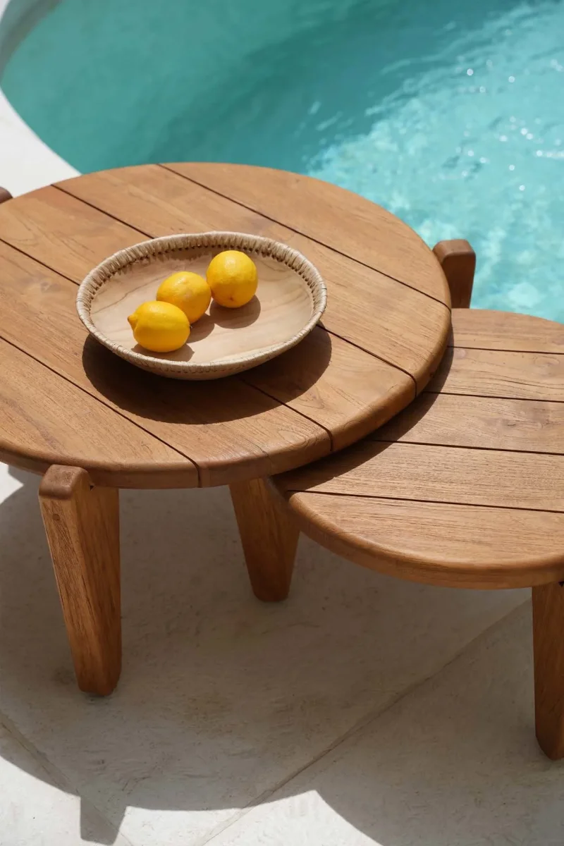 Mesa de centro Seseh de teca reciclada talla M 70 cm - Imagen 4