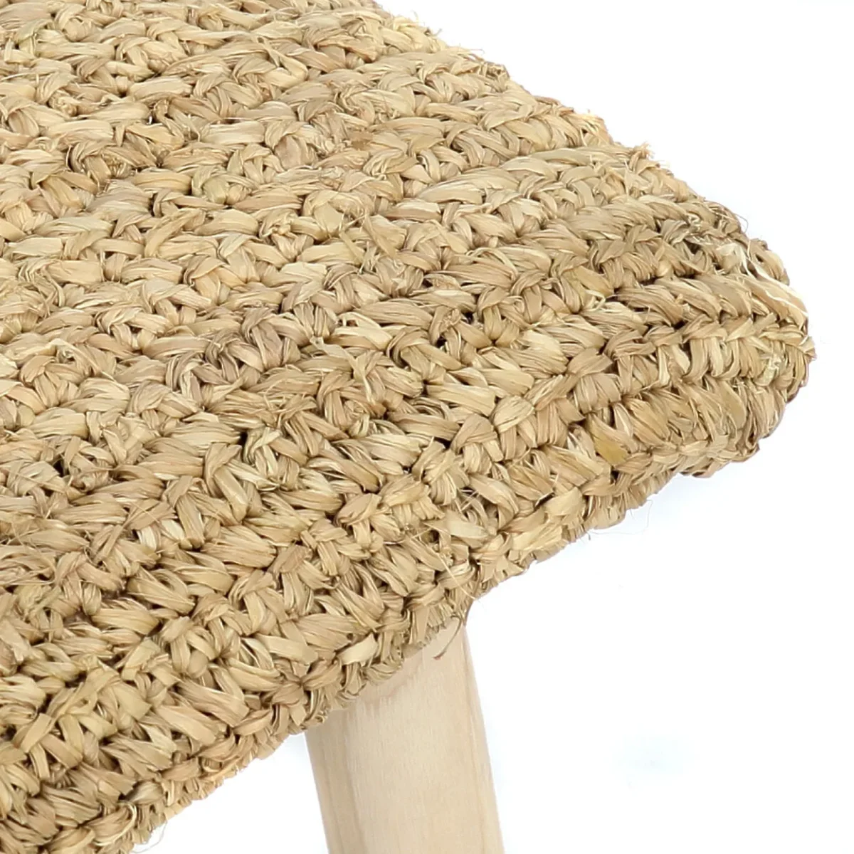 Banco de madera de teca y rafia natural 60 cm - Imagen 8