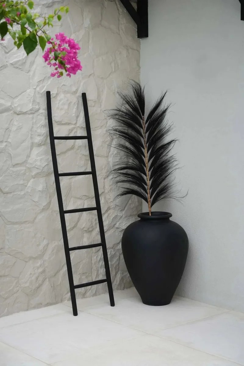 Escalera decorativa de madera de teca negra 165 cm - Imagen 3