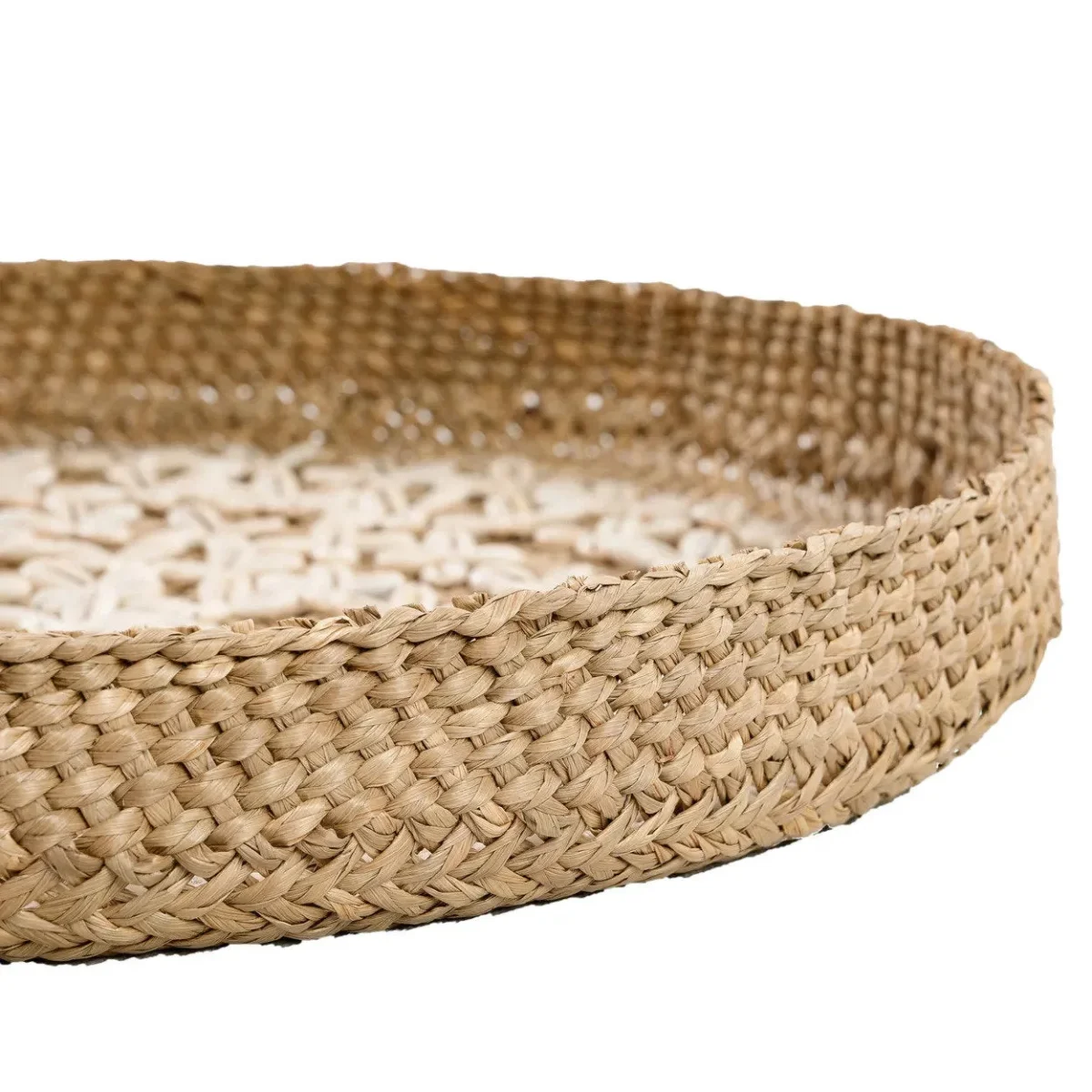 Plato decorativo Costa de fibra vegetal y concha blanco 42 cm - Imagen 7