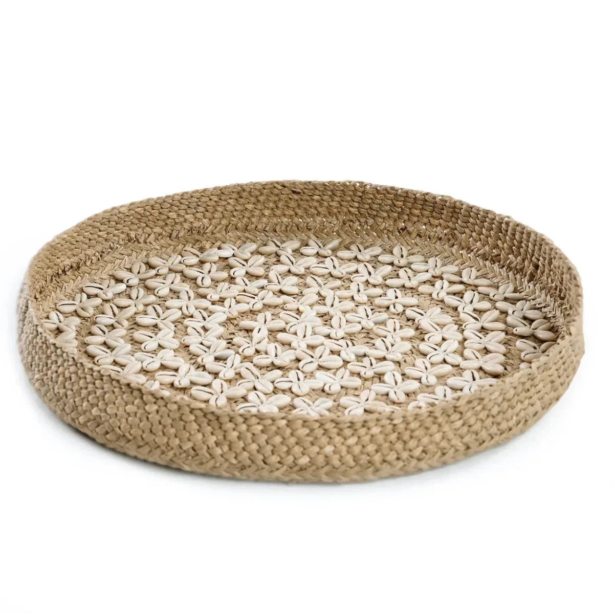 Plato decorativo Costa de fibra vegetal y concha blanco 42 cm - Imagen 6