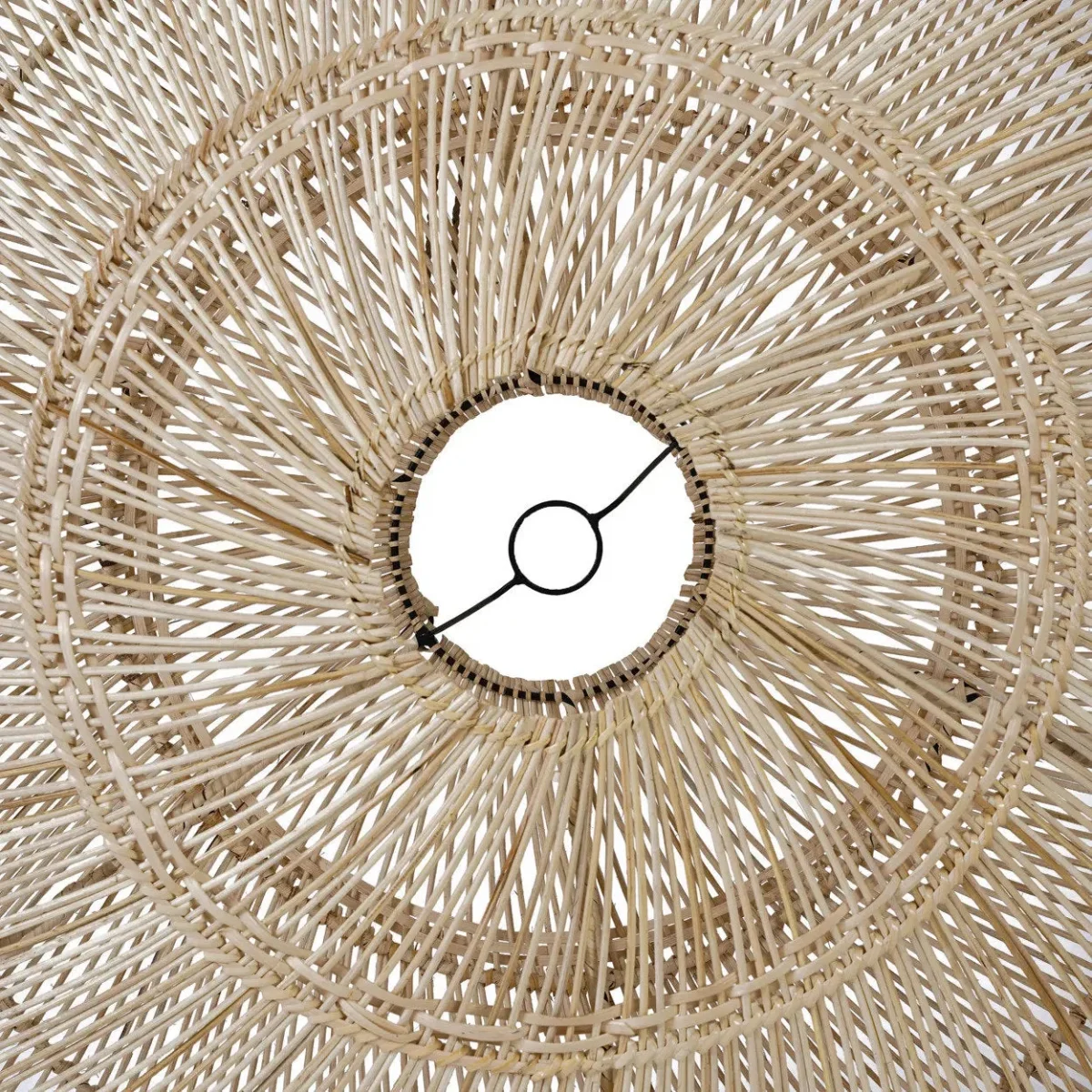 Lámpara de techo redonda de ratán y hierro natural Ø 110 cm - Imagen 7