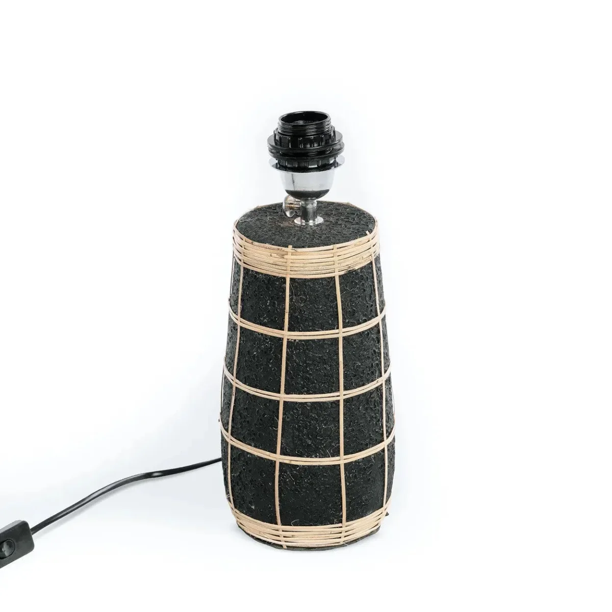 Lámpara de mesa de terracota y fibra vegetal negra y natural 56 cm - Imagen 4