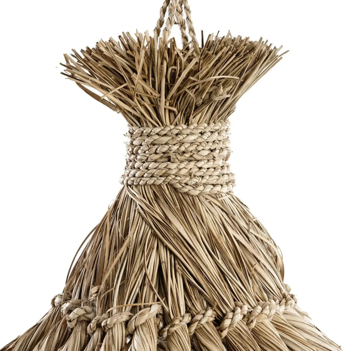Lámpara de techo redonda de fibra de mendong natural Ø 60 cm - Imagen 8