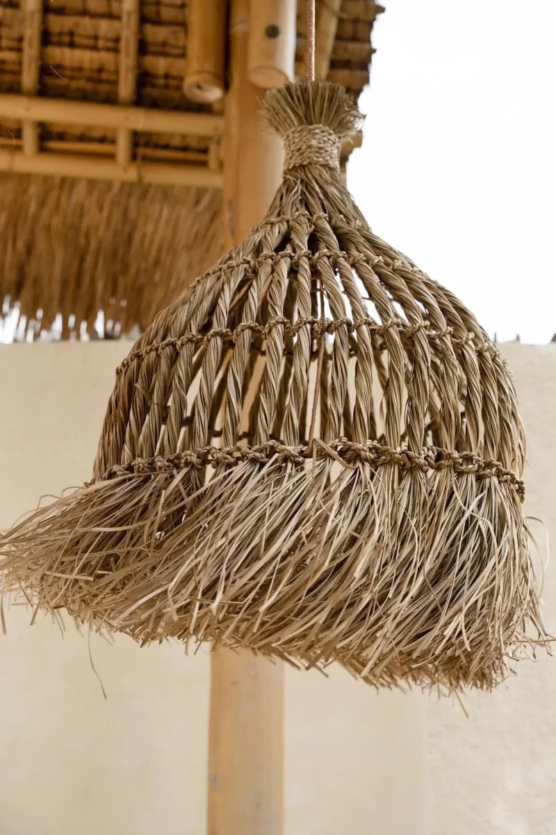 Lámpara de techo redonda de fibra de mendong natural Ø 60 cm - Imagen 3