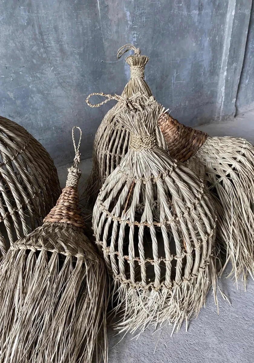 Lámpara de techo redonda de fibra de mendong natural Ø 60 cm - Imagen 6