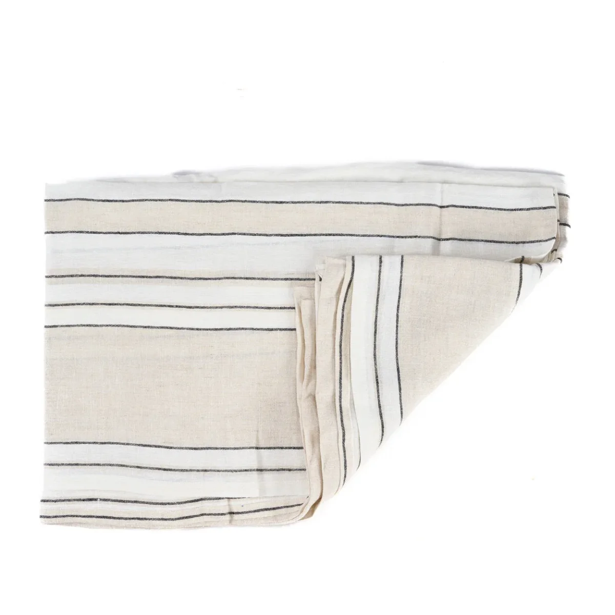 Mantel de lino a rayas blancas y negras 150×250 cm - Imagen 6
