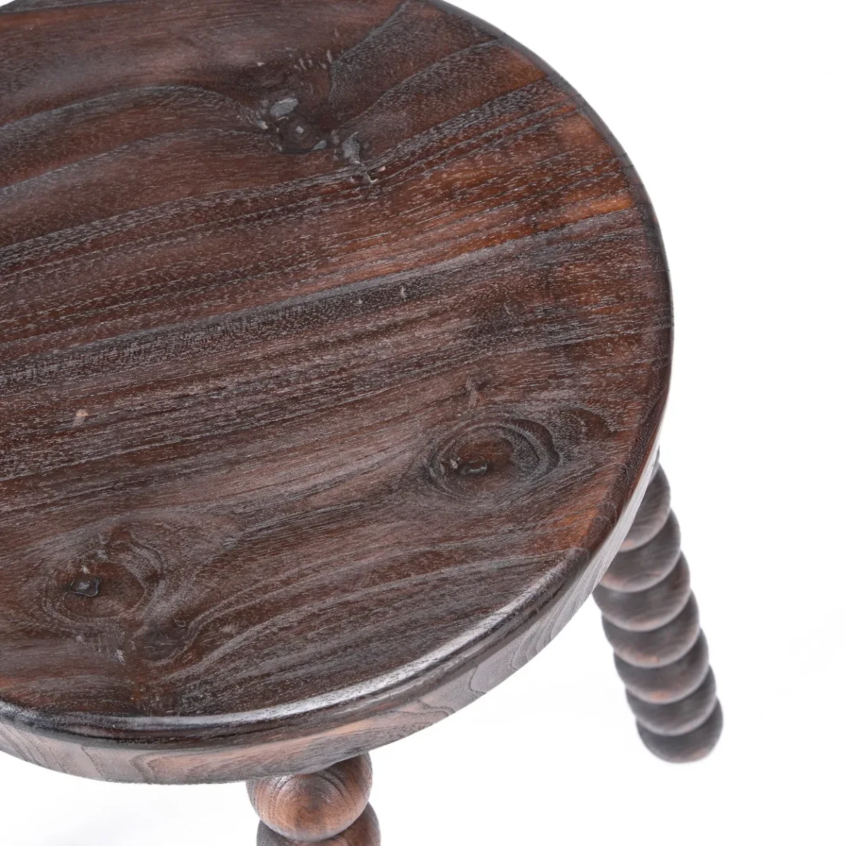 Taburete de madera de mango nogal oscuro 50 cm - Imagen 9