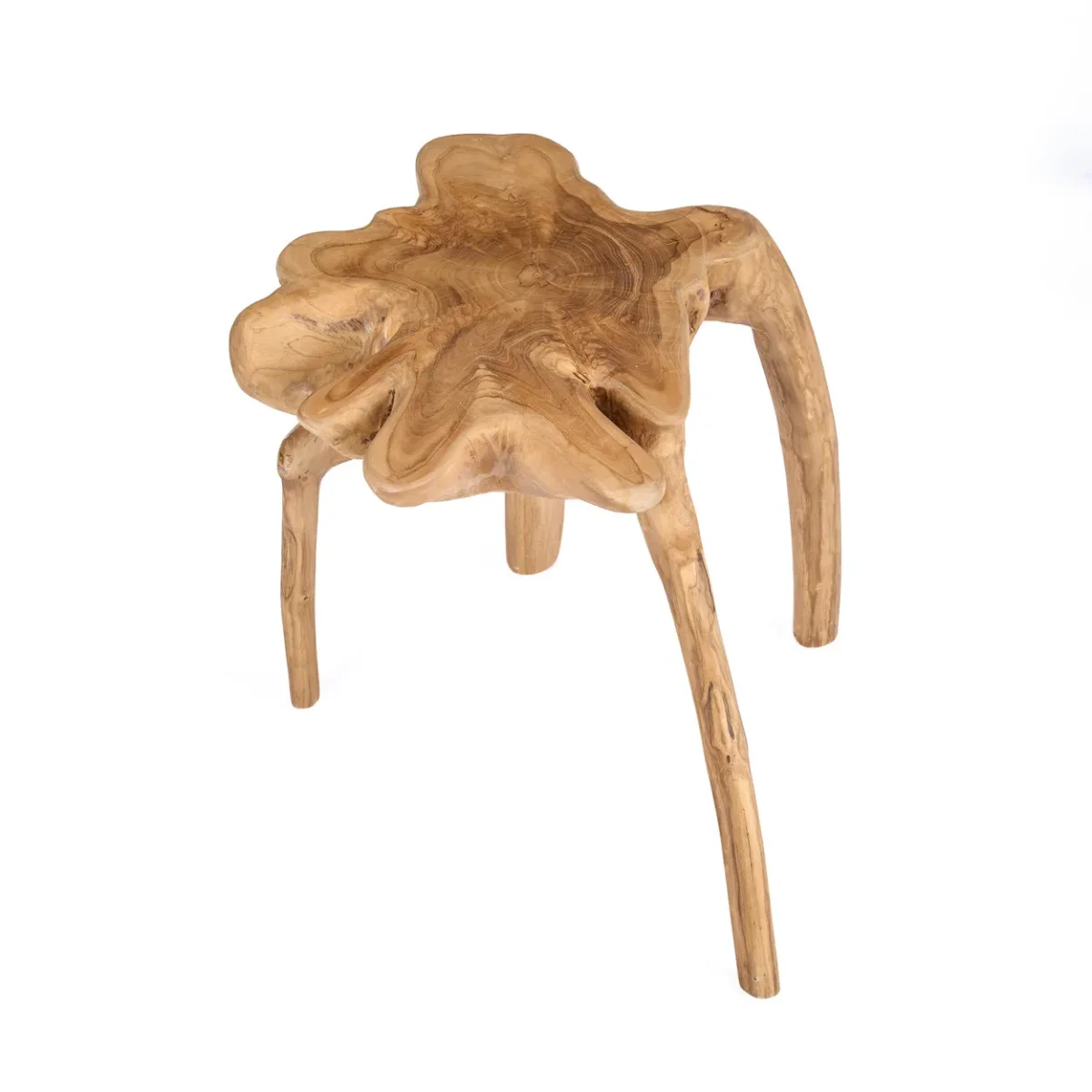 Mesa auxiliar de madera de teca de raíz natural 45 cm - Imagen 8