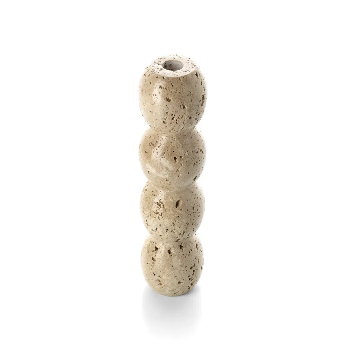 Portavelas tótem de travertino beige 28,8 cm - Imagen 3