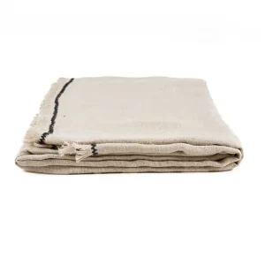 Mantel de lino natural y negro 150×250 cm