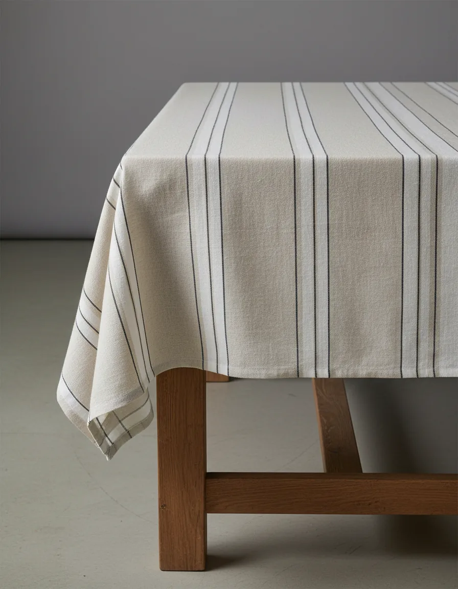 Mantel de lino a rayas blancas y negras 150×250 cm - Imagen 5