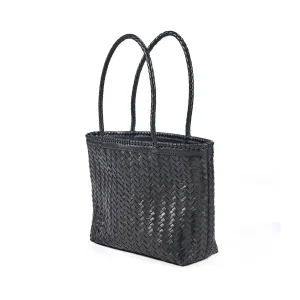 Bolso shopper de cuero negro 48 cm