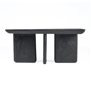 Mesa de centro de madera de mango negra 100 cm