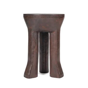 Mesa auxiliar trípode de madera nogal oscuro