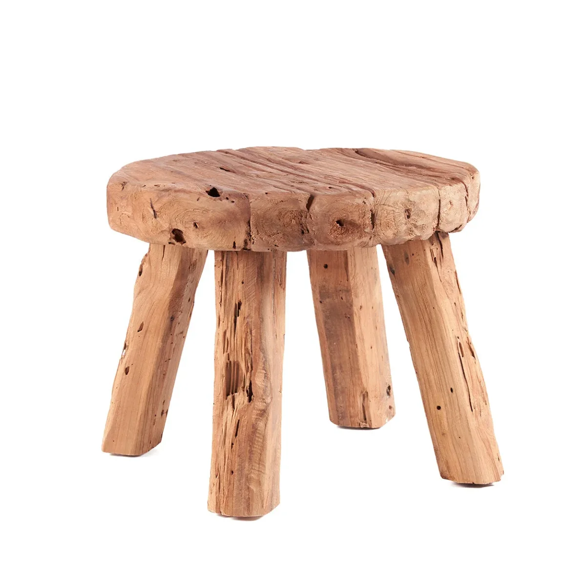 Mesa auxiliar rústica de teca natural