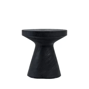 Mesa auxiliar de madera de suar negra 40 cm
