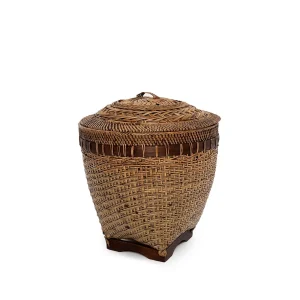 Cesta de almacenaje de ratán marrón natural 40 cm