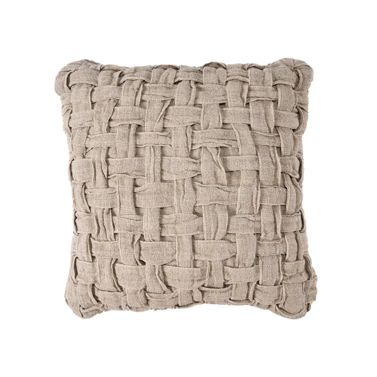 Funda de cojín de lino tejido cruzado natural 50×50 cm