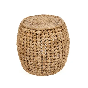 Taburete de hoja de banano y hierro natural