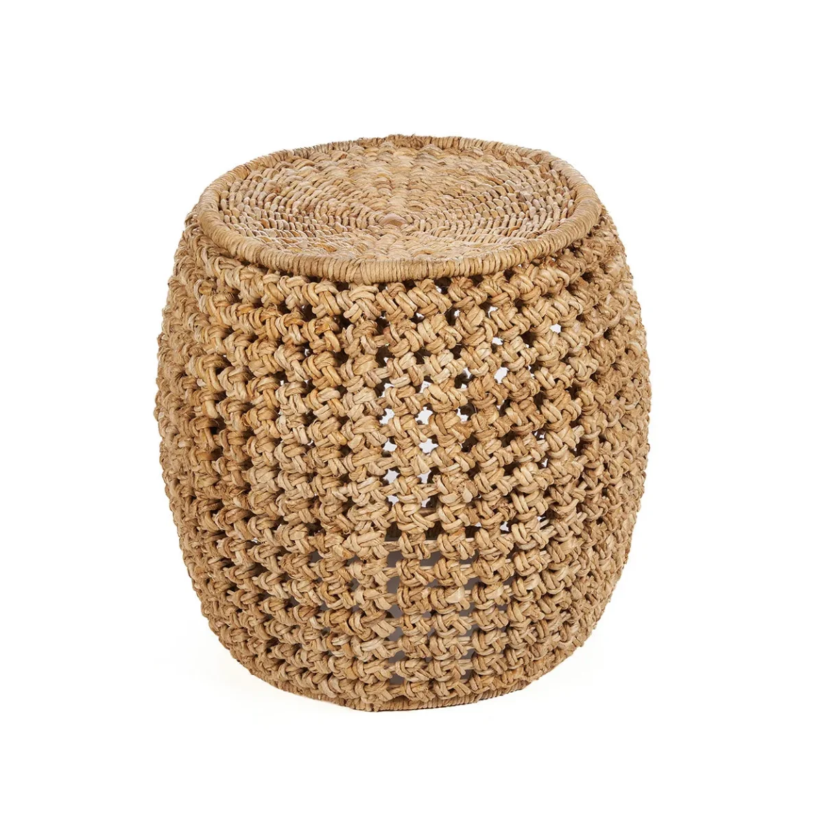 Taburete de hoja de banano y hierro natural