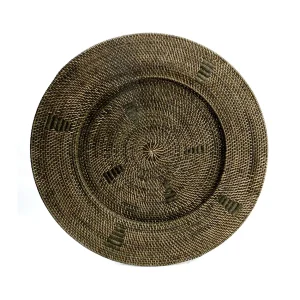 Plato decorativo de ratán marrón XL Ø 80 cm