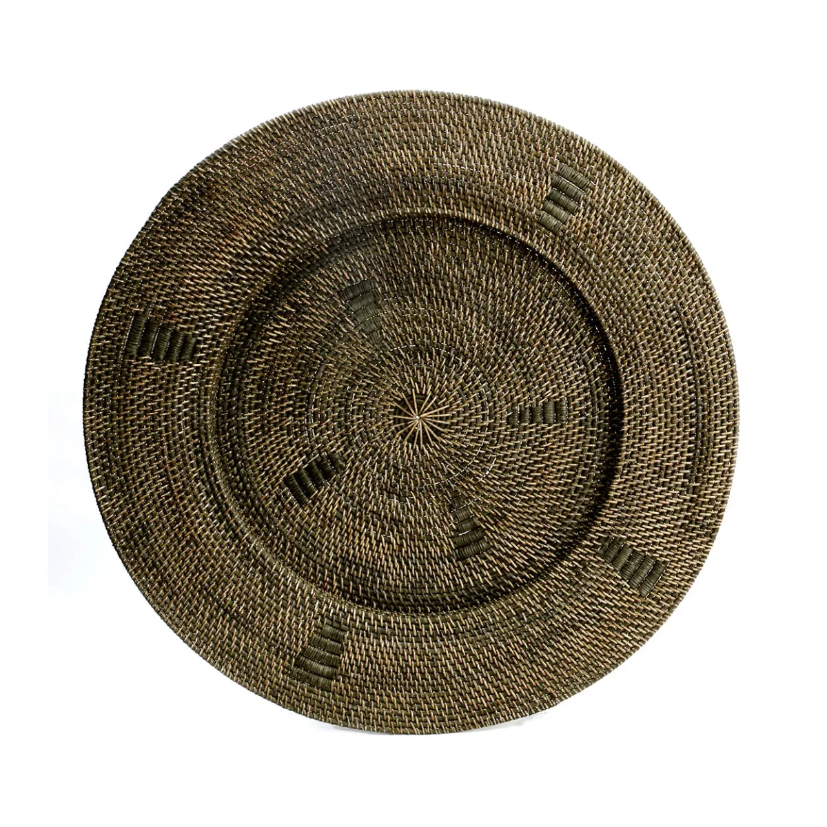 Plato decorativo de ratán marrón XL Ø 80 cm
