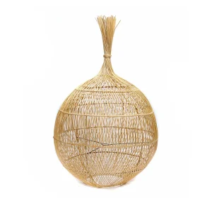 Lámpara de techo y de pie de ratán natural 80 cm