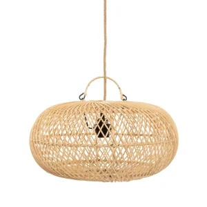 Lámpara de techo redonda de ratán natural Ø 40 cm