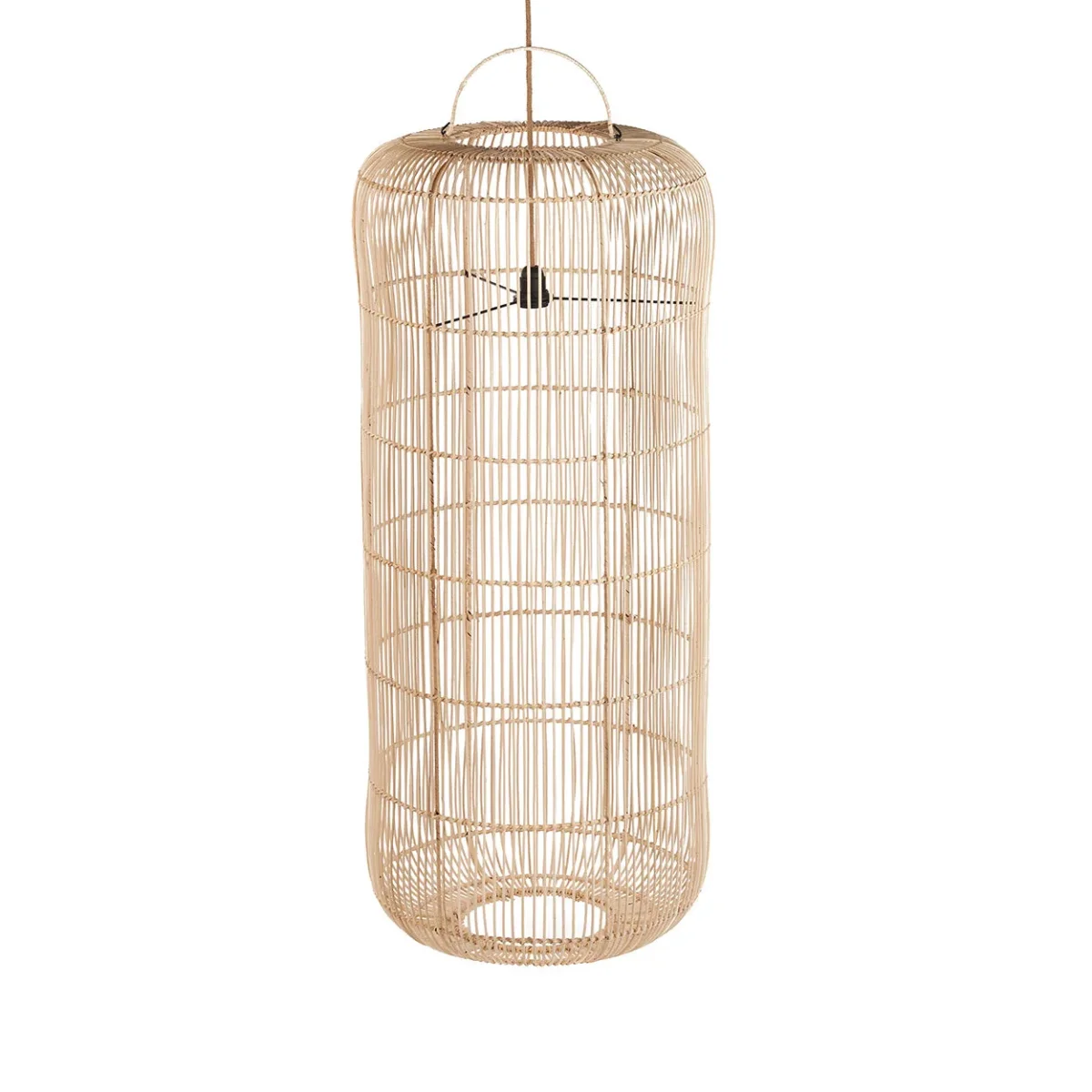 Lámpara colgante Bozelo de ratán natural 120 cm