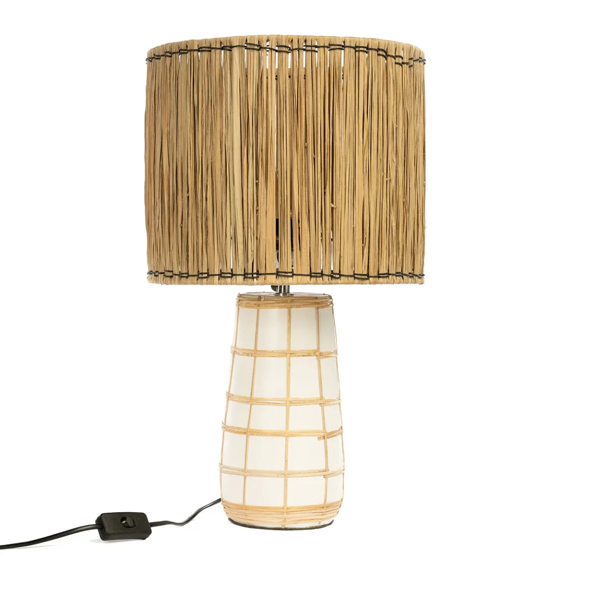 Lámpara de mesa Molokai de terracota y ratán blanco natural 51 cm