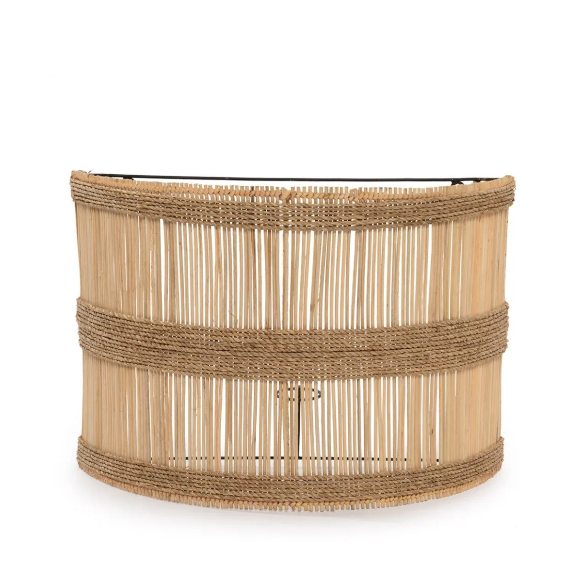 Aplique de pared semicilíndrico de ratán natural 45 cm