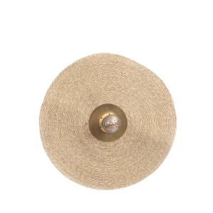 Aplique de pared redondo de fibra y hierro latón natural 46 cm