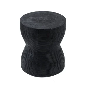 Taburete de madera de suar negro 45 cm