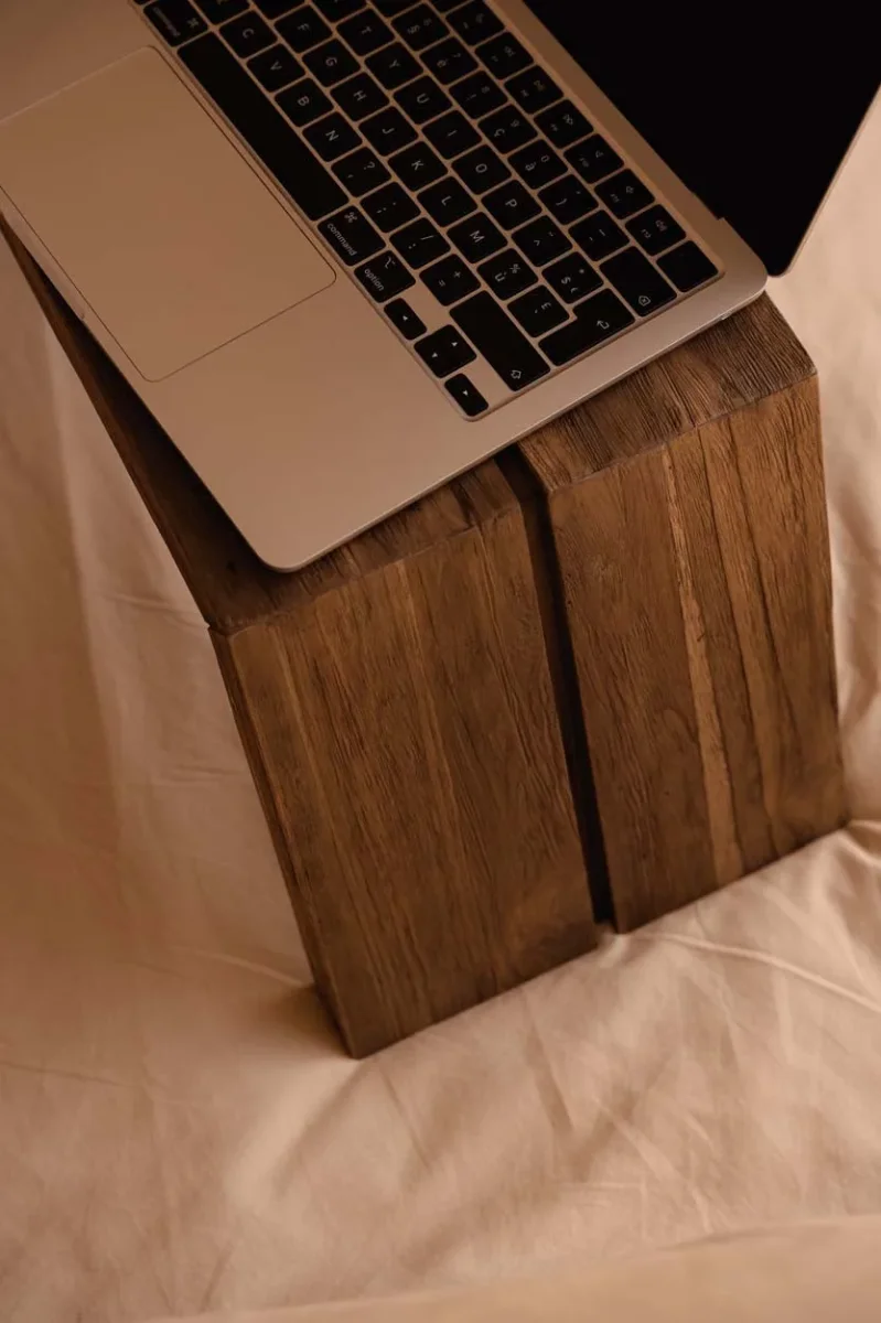 Mesa auxiliar de teca natural 55 cm - Imagen 7