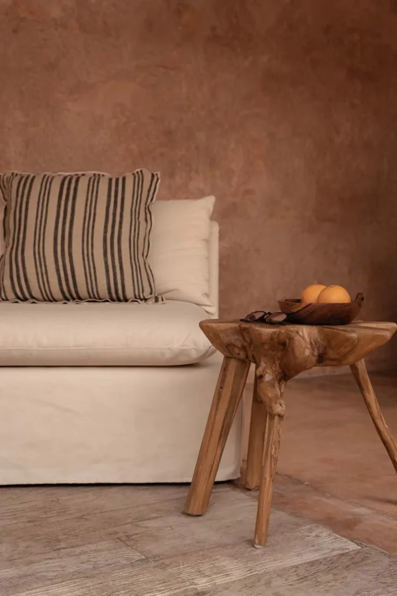 Mesa auxiliar de madera de teca de raíz natural 45 cm - Imagen 5