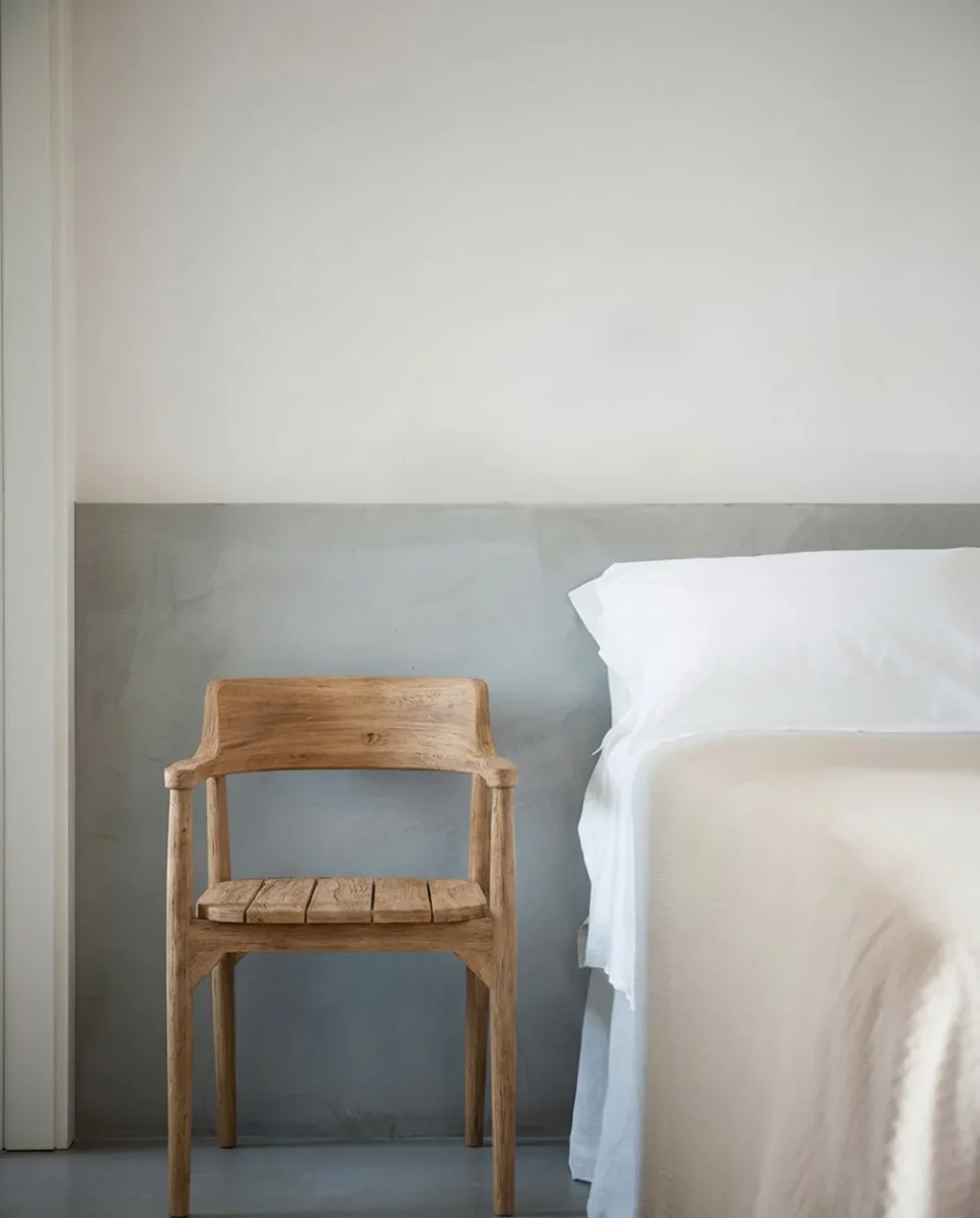 Silla de comedor con brazos de madera de teca natural 80 cm - Imagen 3