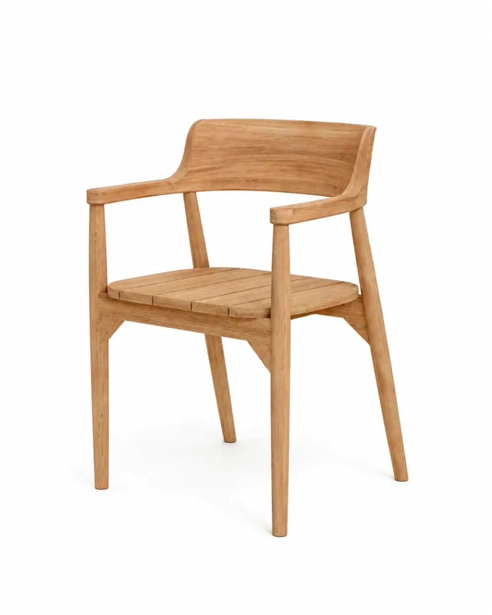 Silla de comedor con brazos de madera de teca natural 80 cm - Imagen 6