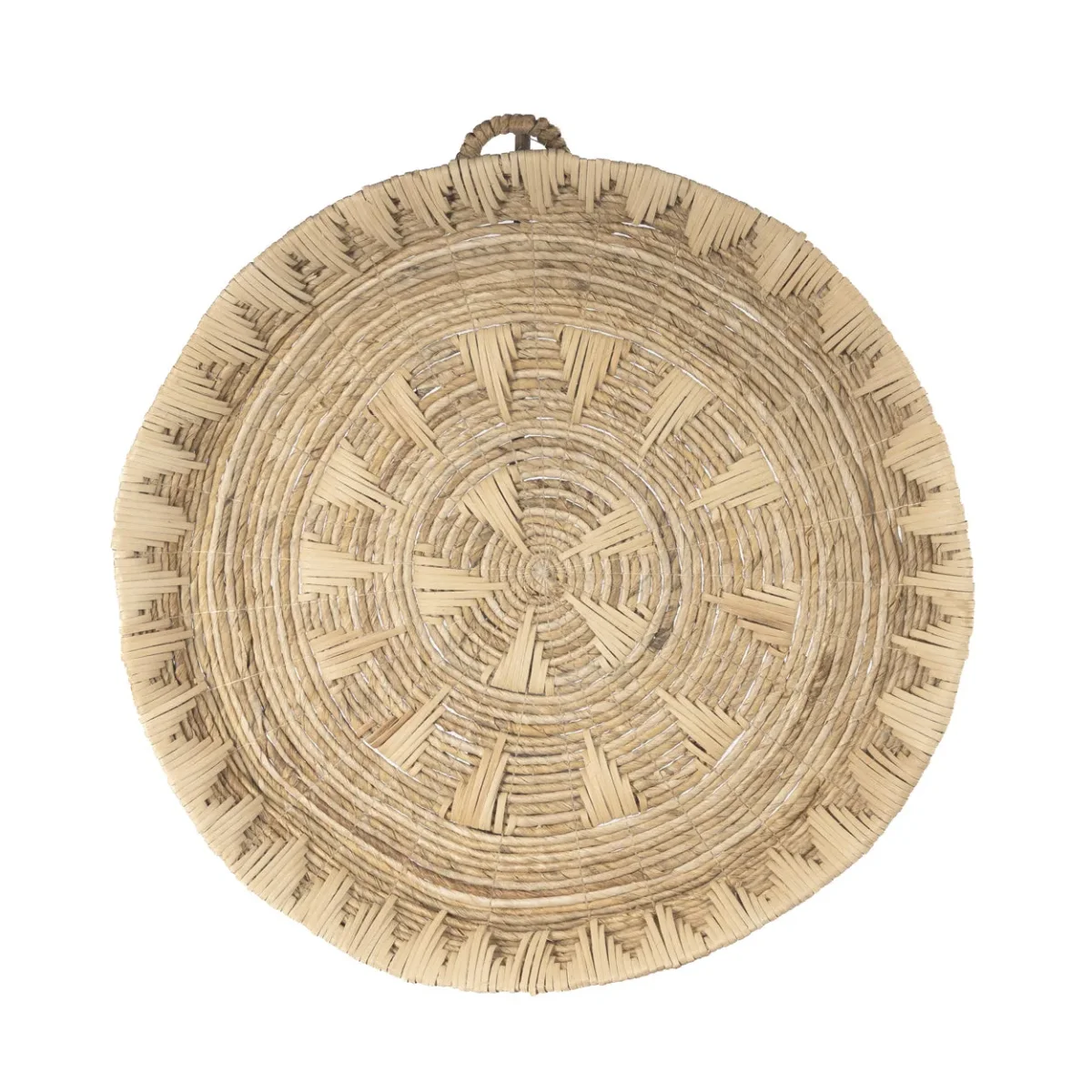Decoración de pared redonda de hoja de banano y ratán natural Ø 60 cm - Imagen 2