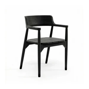 Silla de comedor con brazos de teca negra