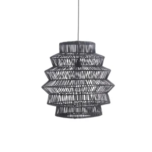 Lámpara de techo de ratán negro 55 cm