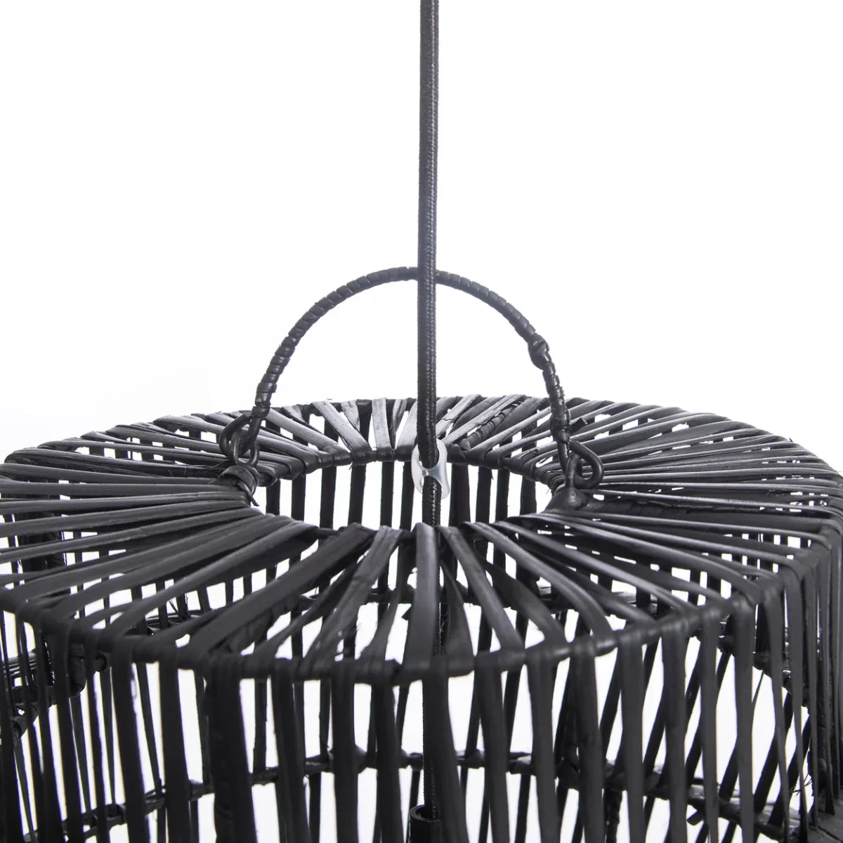 Lámpara de techo de ratán negro 55 cm - Imagen 3