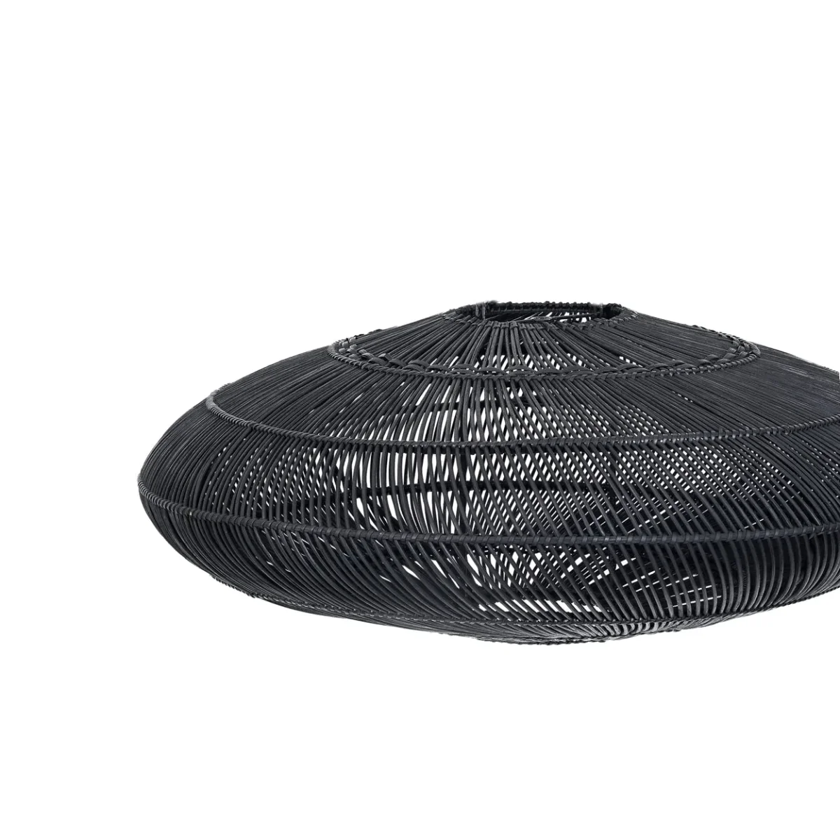 Lámpara de techo con forma de macaron de ratán negro 75 cm - Imagen 4