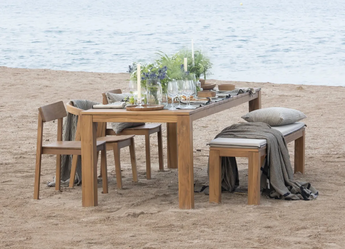 Mesa de comedor de exterior de teca 200×90 cm - Imagen 8