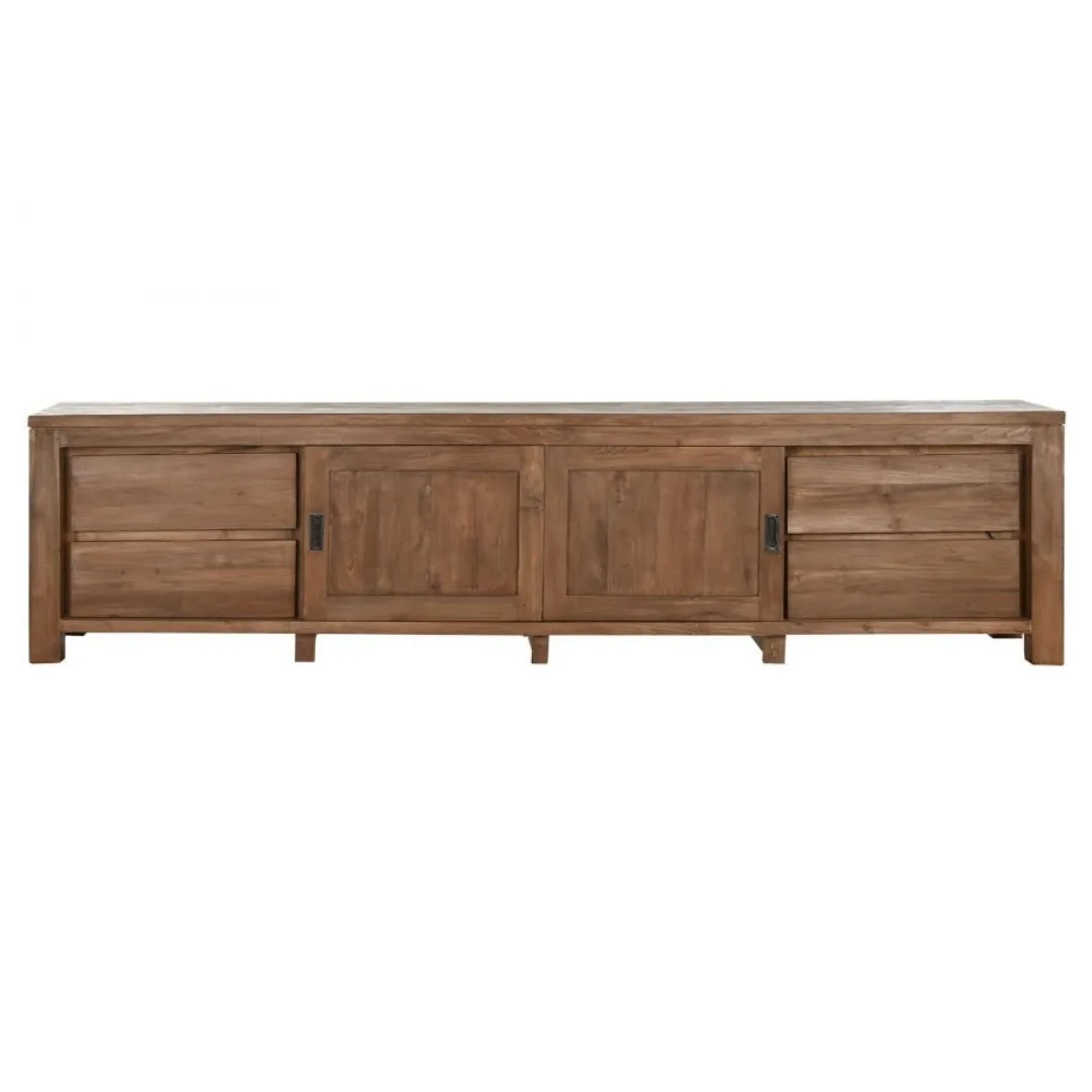 Mueble TV de teca reciclada 250X45X60 - Imagen 2