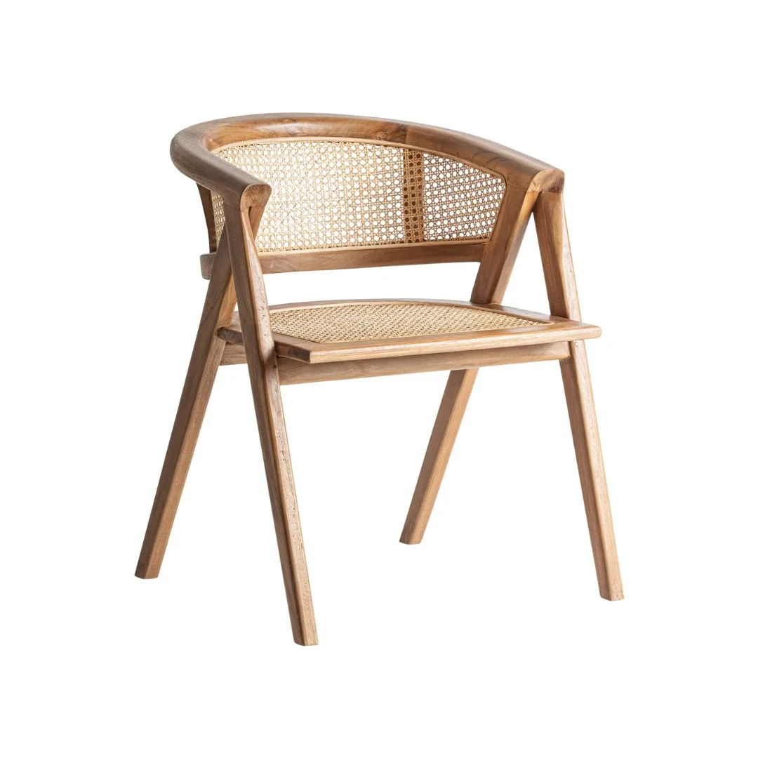 Silla de madera de teca y raíz Eane