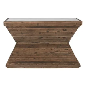 Consola de madera reciclada y mármol 138X45X87