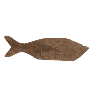 Figura de pez de madera de mango 49X6X13